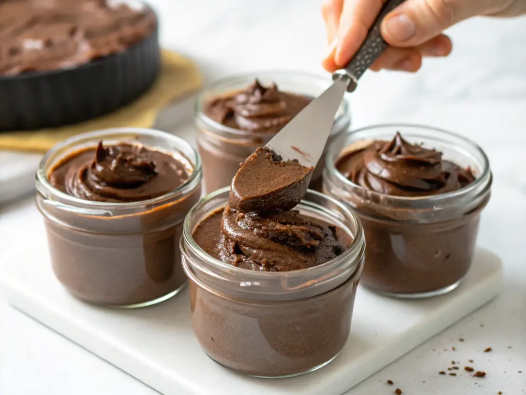 Cottage Cheese Chocolate Mousse: The Ultimate 7 Secrets for Creamy Bliss 3 healthy chocolate mousse being scooped into small